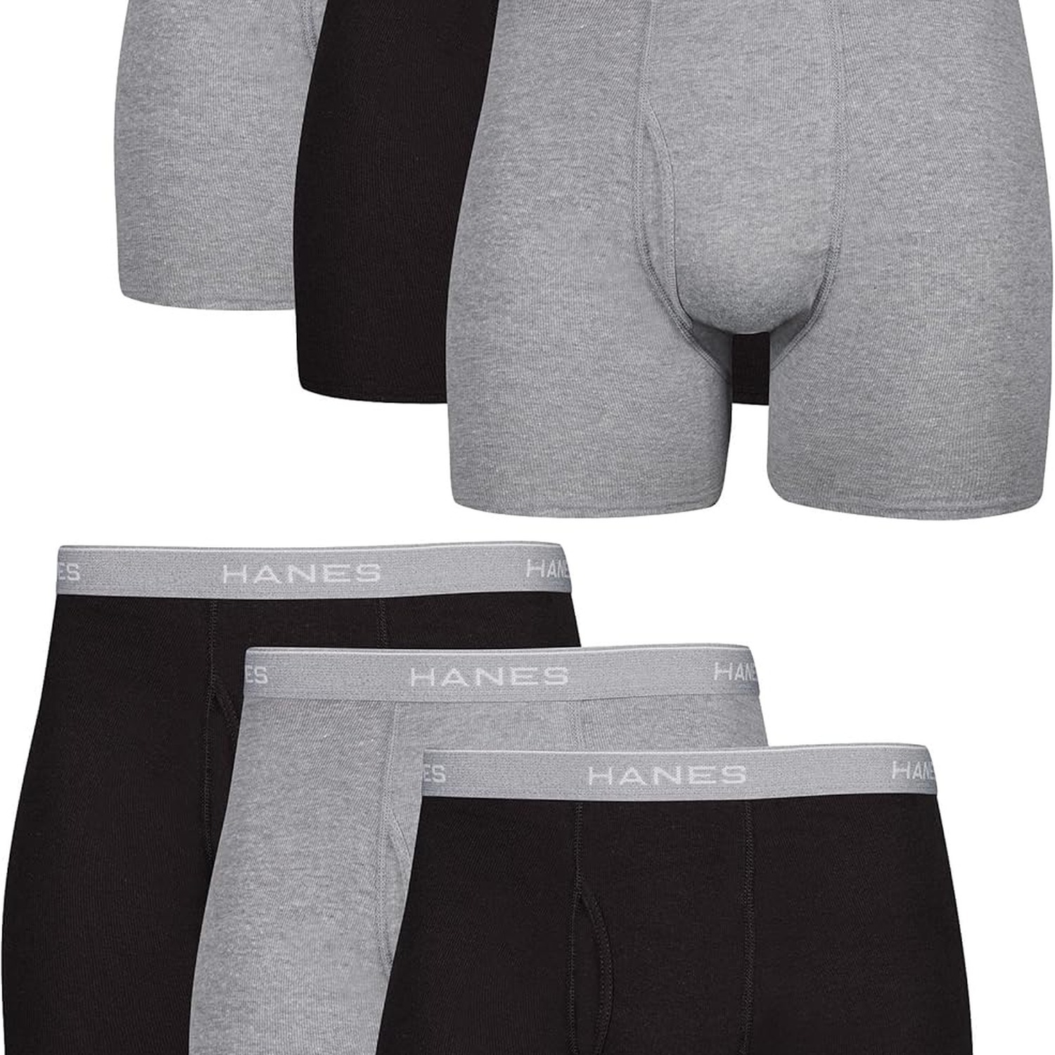 Hanes Boxer Briefs for Men, Cool Comfort Moisture-Wicking Cotton, No-Ride-Up Multipack