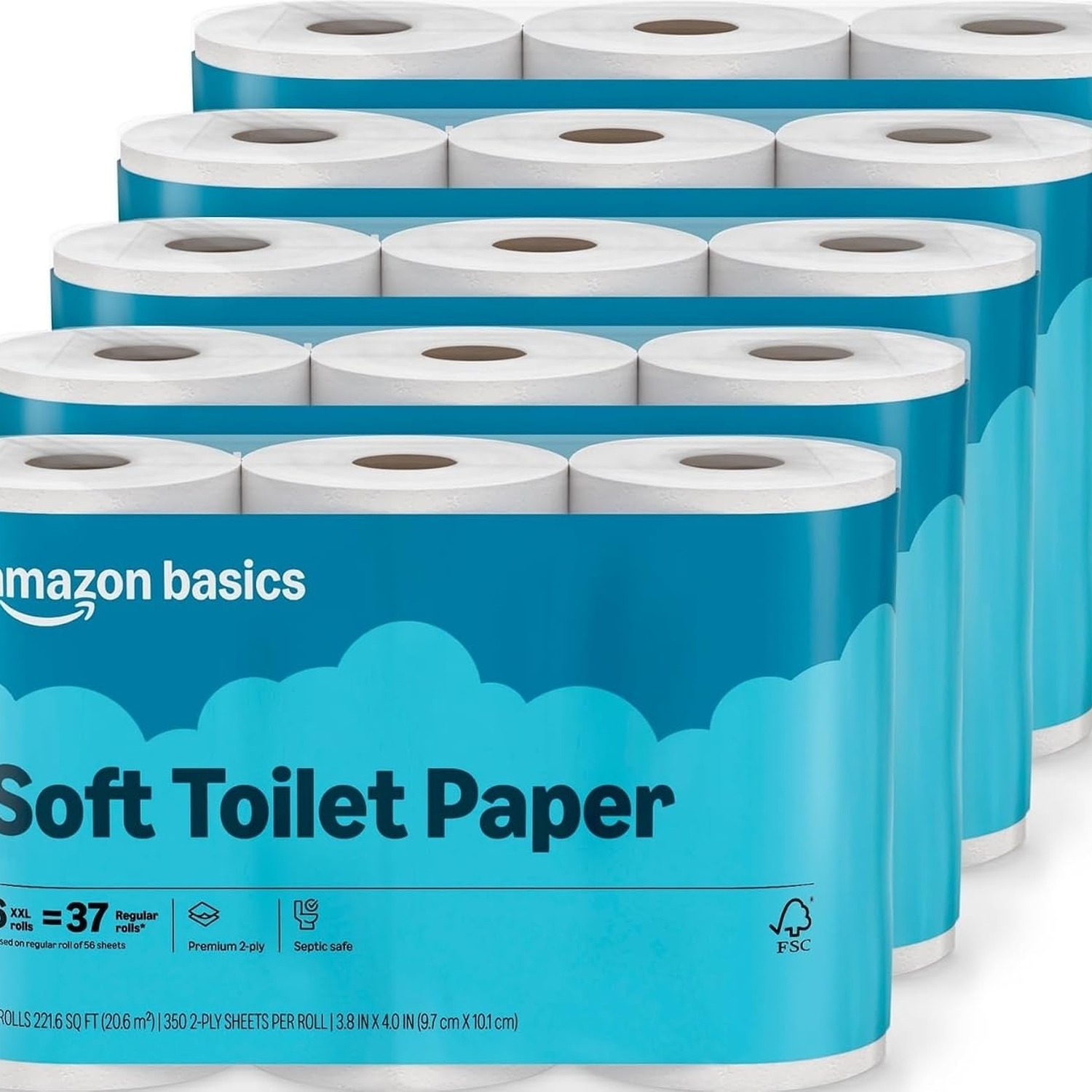 Scott ComfortPlus Toilet Paper, 36 Rolls, 350 Sheets per Roll, Septic-Safe 2-Ply Bath Tissue