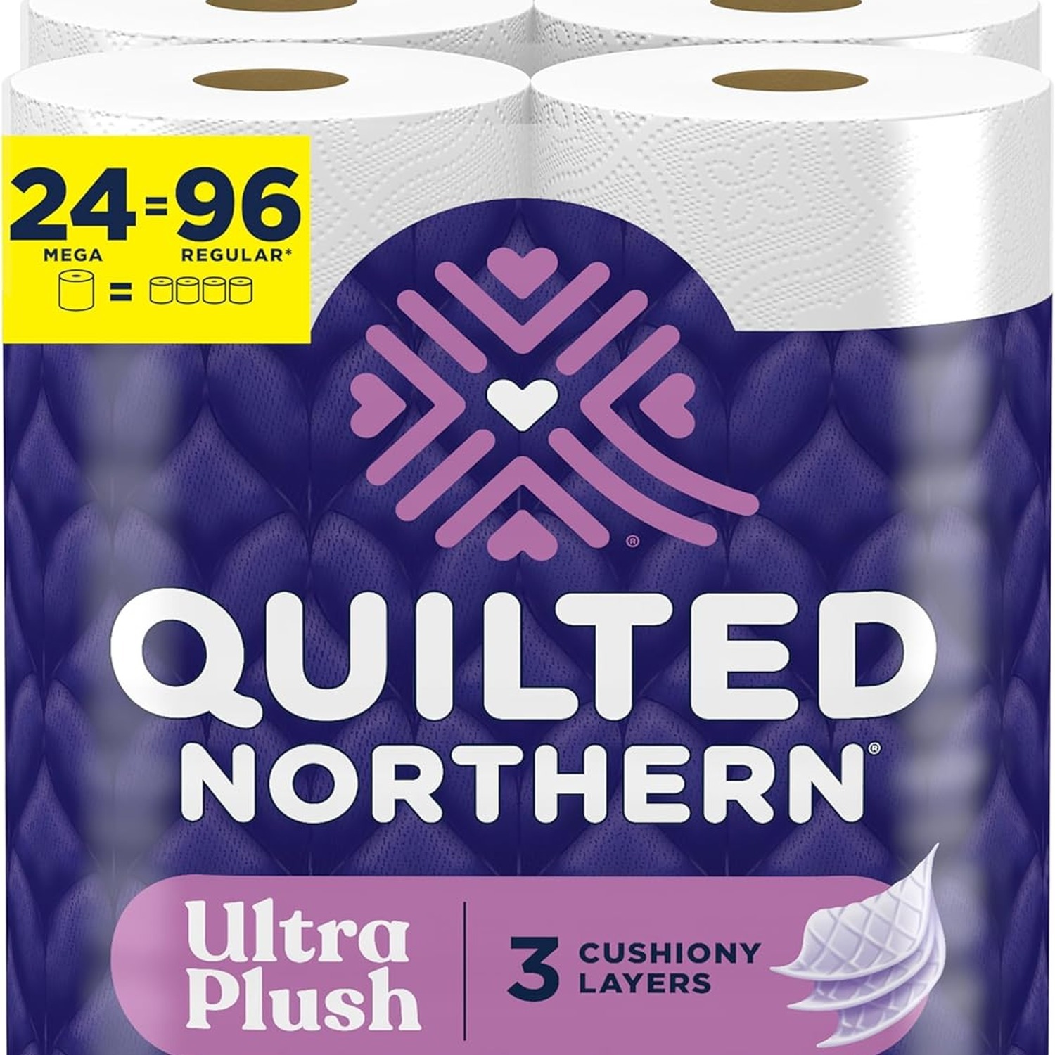 Quilted Northern Ultra Plush Toilet Paper, 24 Mega Rolls = 96 Regular Rolls, 3X Thicker, 3 Ply Soft Bath Tissue