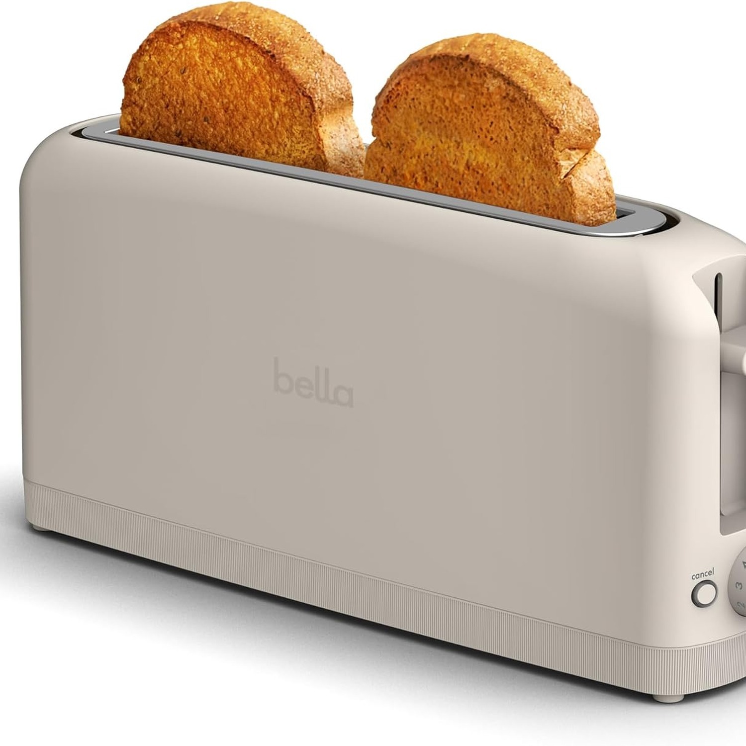bella Fits-Anywhere 2-Slice Slim Toaster, Long Slot Extra Wide, 7 Shade Settings, Oatmilk